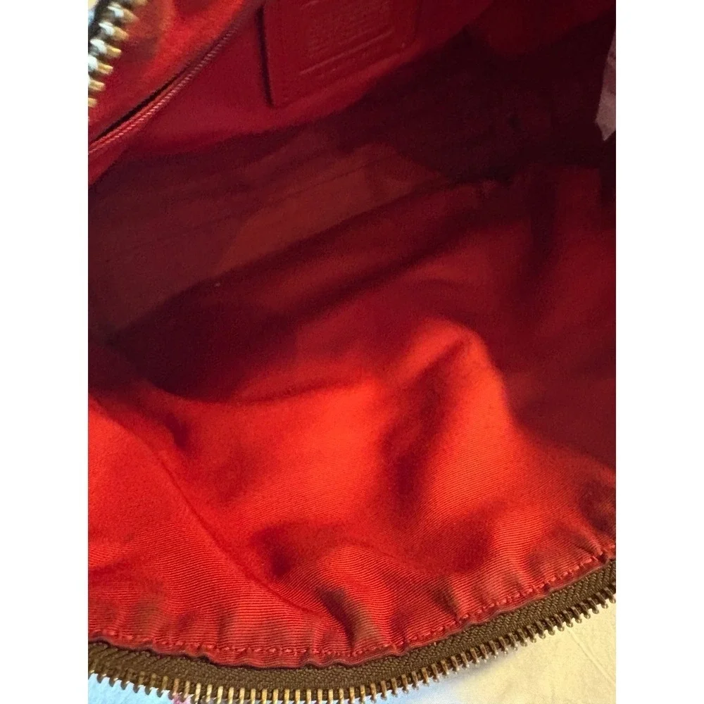 Michael Kors Red Nylon and Black Leather Trim Crossbody Bag Gold Tone‎ Hardware
